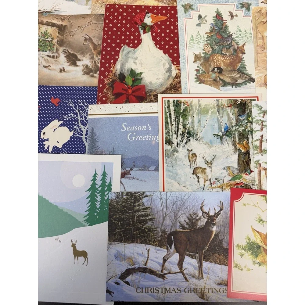 Vintage Animal Christmas Cards Fronts ONLY Scrapbooking Crafts Decoupage 50+